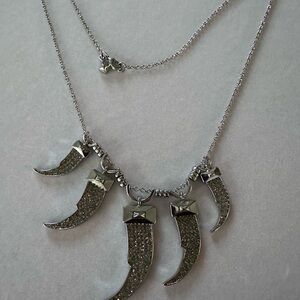 Karen Millen Silver Necklace with Textured Charms